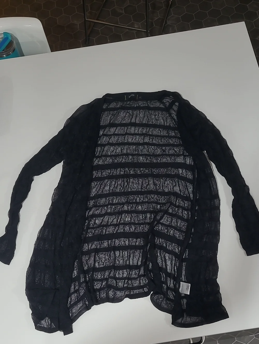 Women’s Lightweight Sheer Open-Front Cardigan - Black